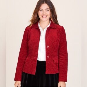 Talbots Red Quilted Velvet Jacket, Size 12